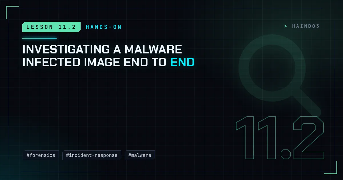 Investigating a malware infected image end to end