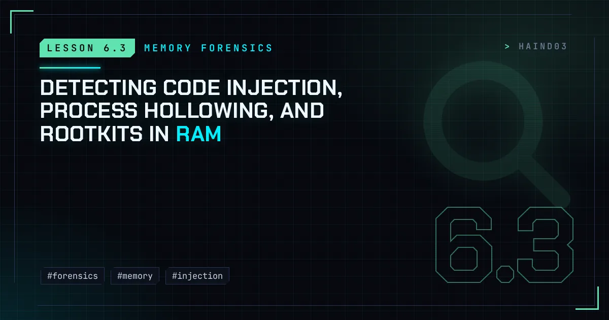 Detecting code injection, process hollowing, and rootkits in RAM