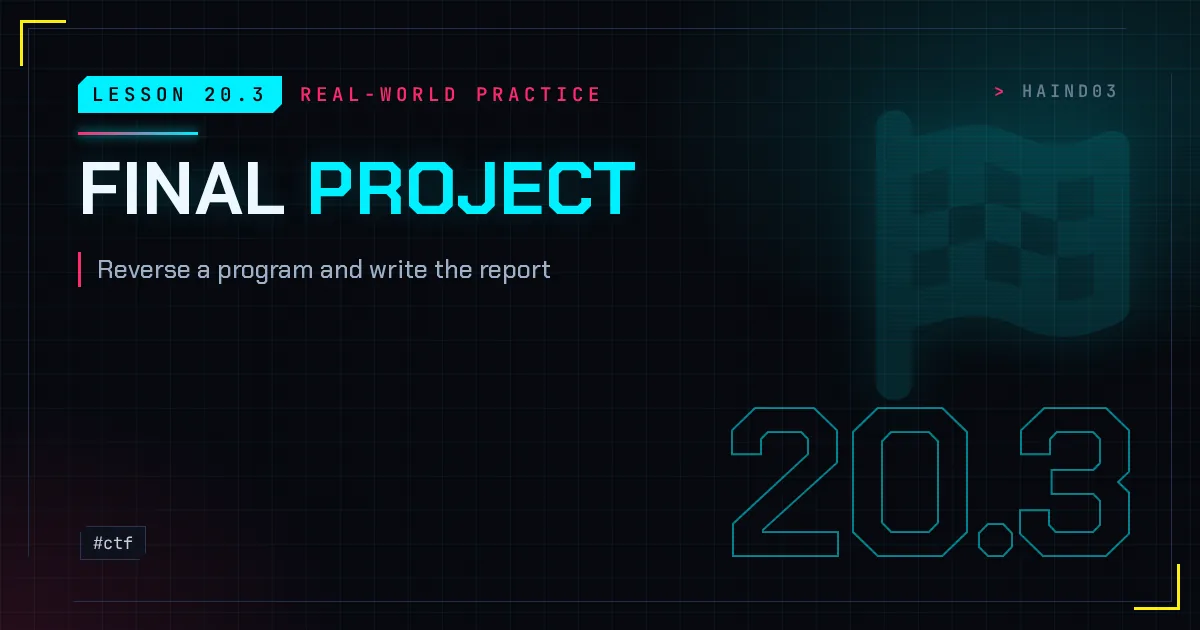 Lesson 20.3: Final project, reverse a program and write the report